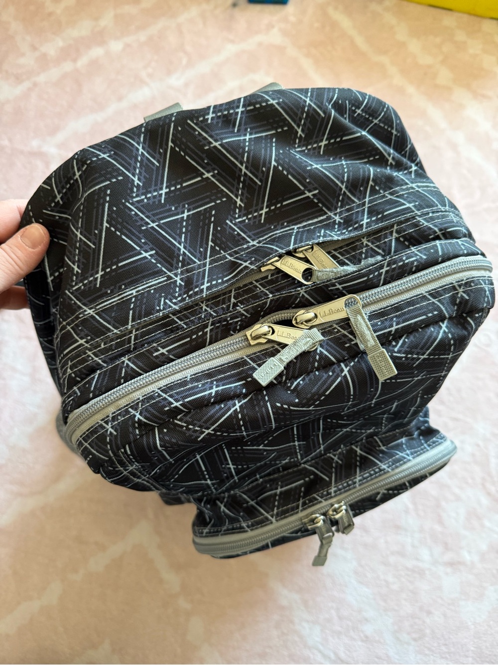 LL Bean Large Geometric Black Backpack Deluxe Book Pack 37L - Picture 14 of 14